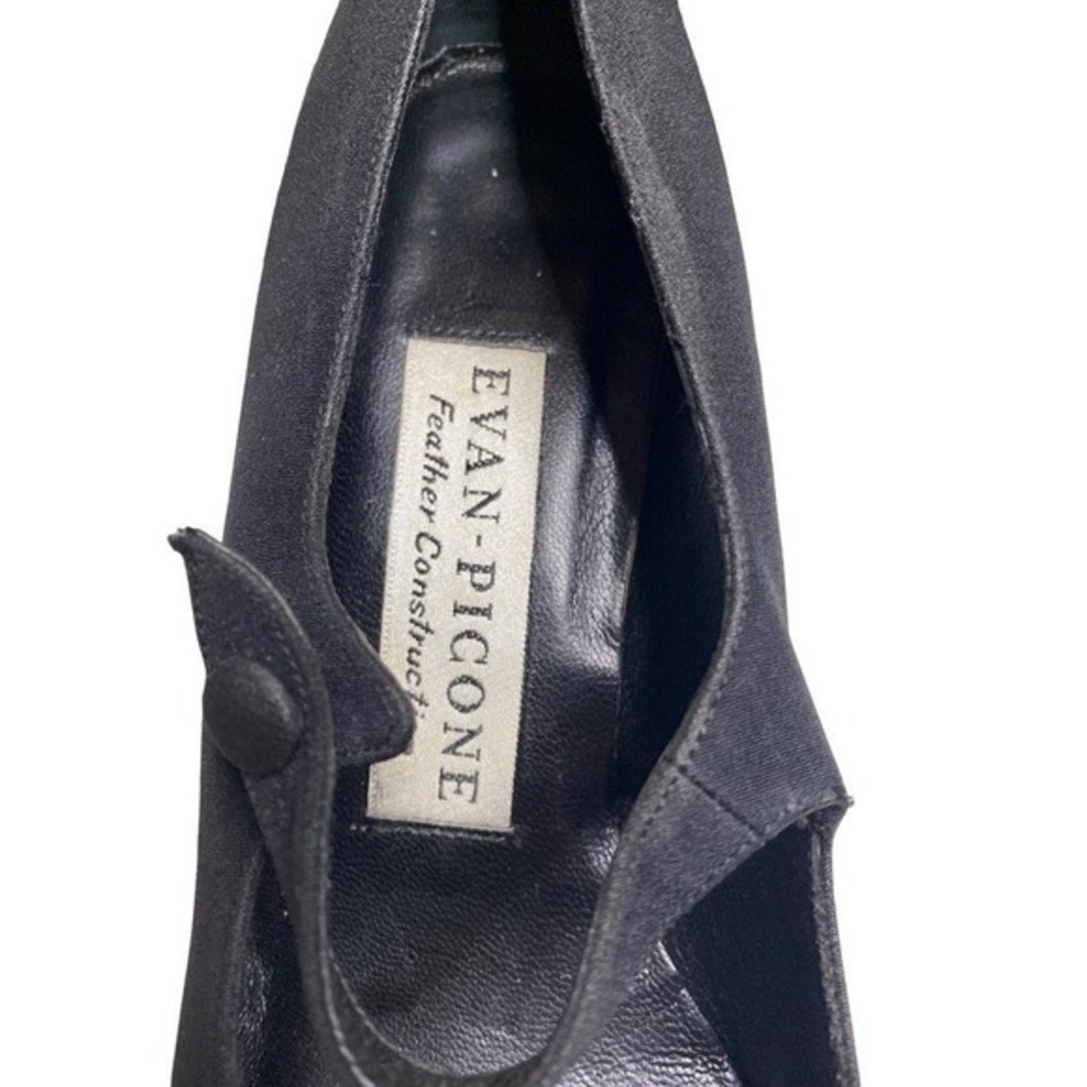 Evan Picone feather construction peep toe straps pumps black fabric vintage shoe - Picture 10 of 11